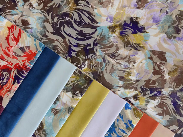Tissu imprimé 100% polyester avec flocage pour textile de canapé 